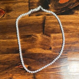 Round cubic zirconia bezel set tennis necklace